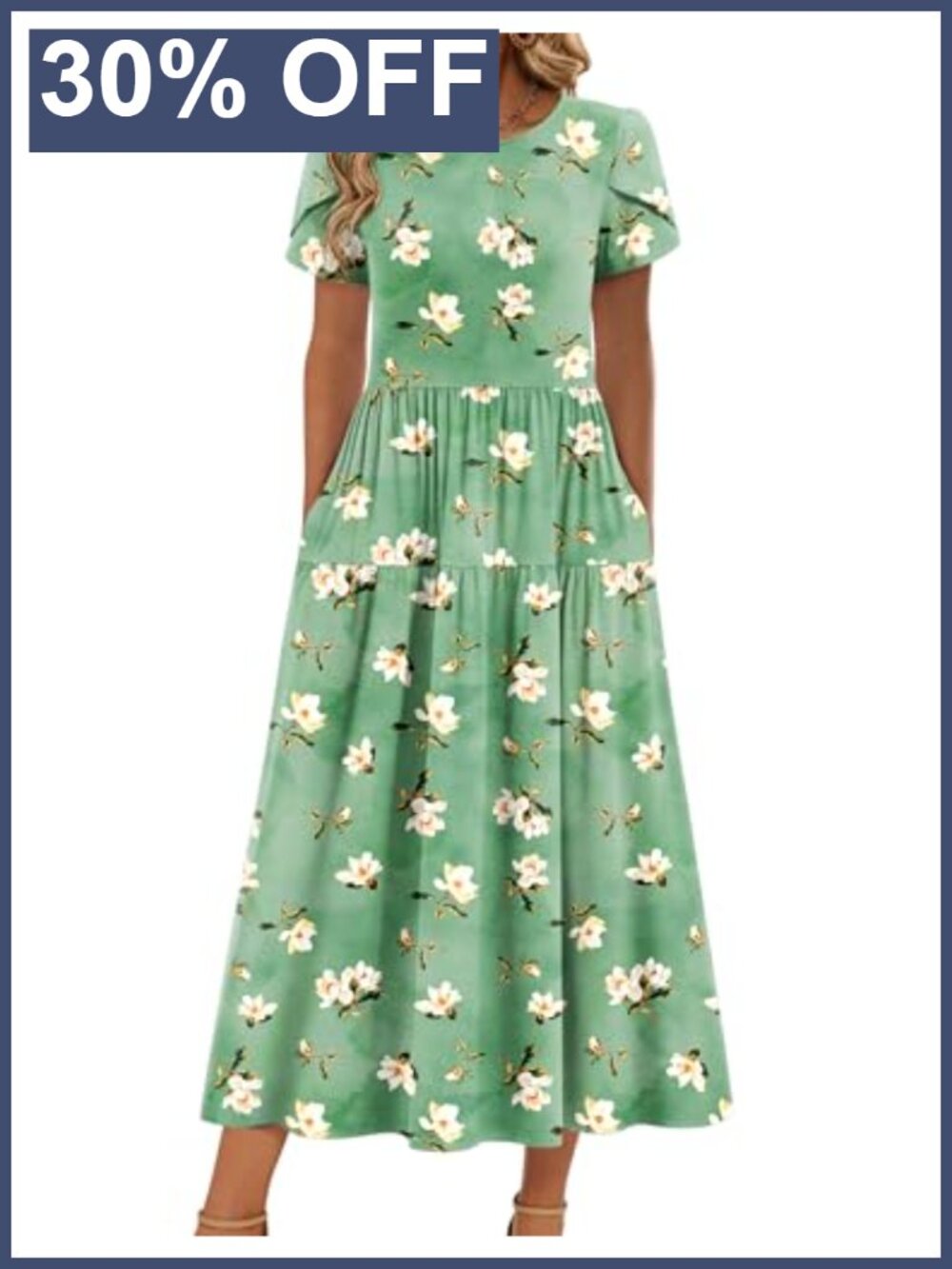 Zeagoo Women's Casual Maxi Dress Bohemian Short Sleeve